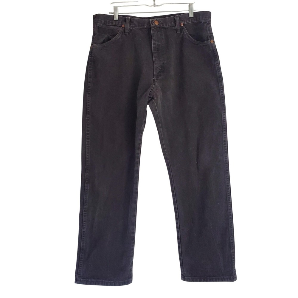 Wrangler Jeans Men 36x30 Black Regular‎ Fit Straight Denim Western 13MWZWK VTG